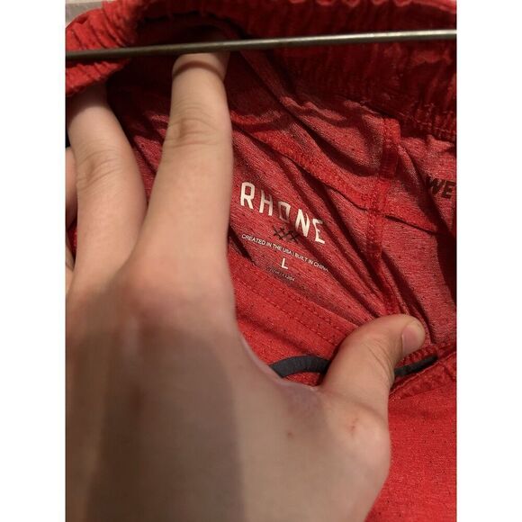 Rhone Athletic Shorts Perforated Red Men's Large Drawstring Pockets - Picture 3 of 9
